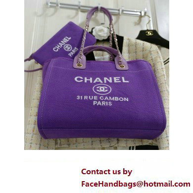 chanel Mixed Fibers, Calfskin & Gold-Tone Metal shopping bag purple 2024